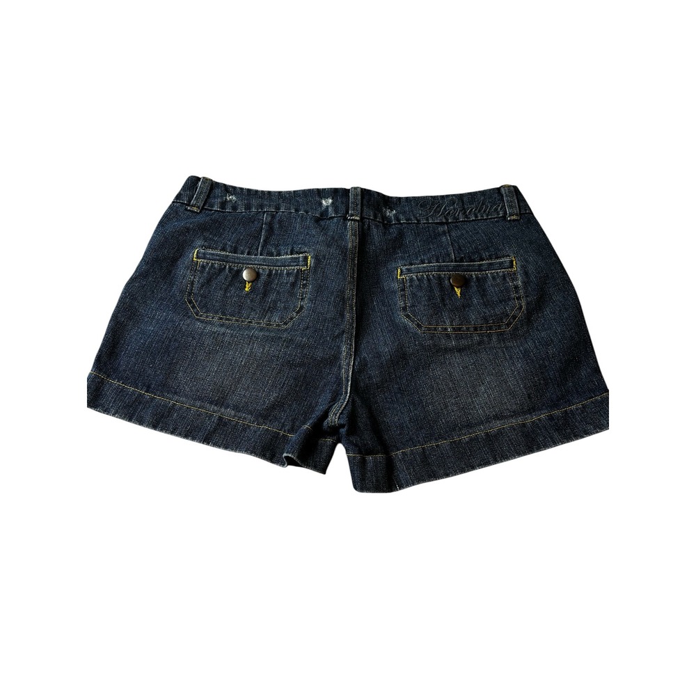 Honolua Wahine Dark Wash Denim Shorts Low Rise Red Floral Lining Size 13 - Picture 4 of 10